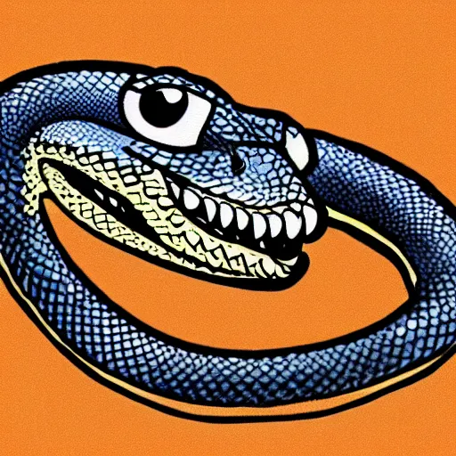 Prompt: a logo of a cartoon python. the python has a goofy expression. the python has large googly eyes and is sticking out its tongue.