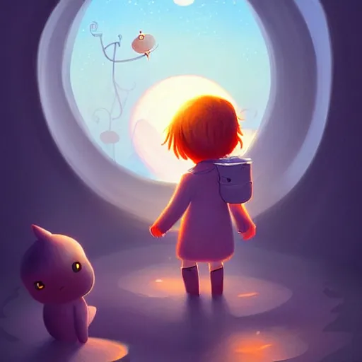 Image similar to very cute illustration for a children's book, digital art, detailed, rim light, exquisite lighting, clear focus, very coherent, soft lighting, character design, concept, atmospheric, dystopian, sci - fi, dark, trending on artstation, fog, sun flare