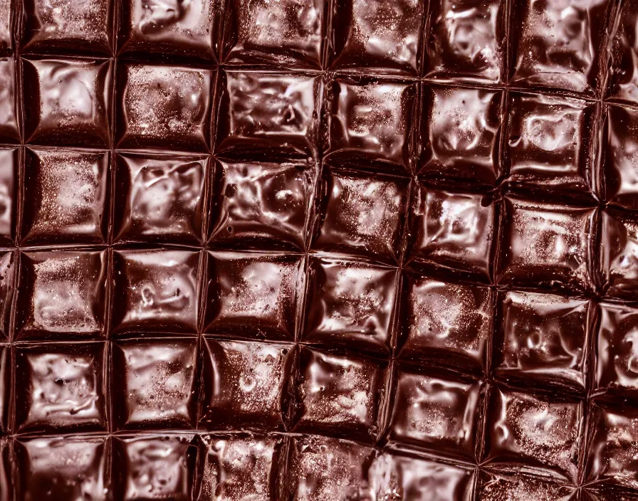 Prompt: chocolate bar melting on ice cubes, 33mm photograph