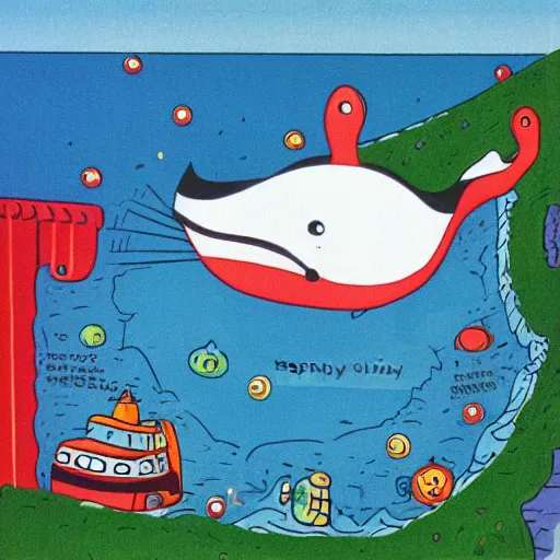 Image similar to a happy whale by richard scarry