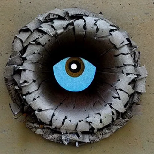 Image similar to A sculpture a The all-seeing eye made pure recycled Trash