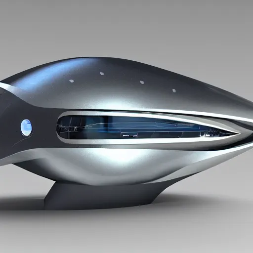 Prompt: Tuna shaped spaceship, elegant, futuristic