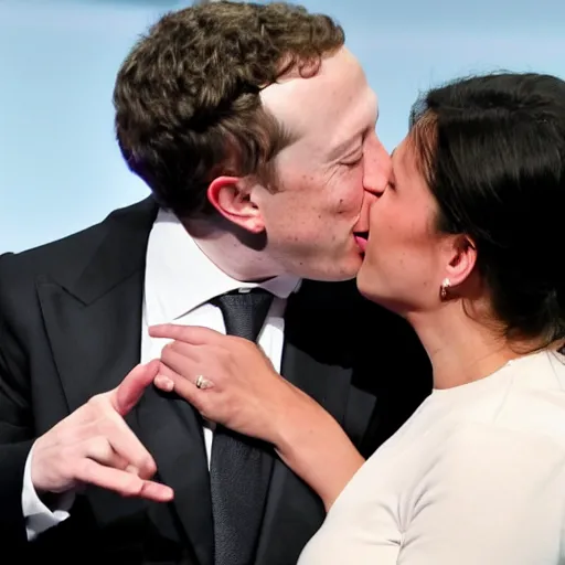 Prompt: elon musk kissing mark zuckerberg, romantic, sensual, mark