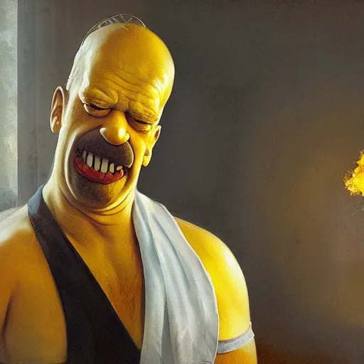 Image similar to Real-Life Homer Simpson, painted by greg rutkowski