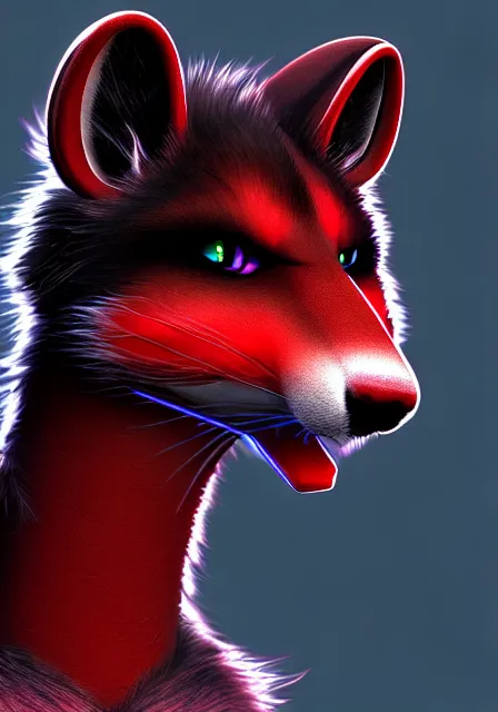 Prompt: furry - male - red - black - weasel - necromancer - fursona uhd ue 5 visual novel pc game expressions, photorealistic