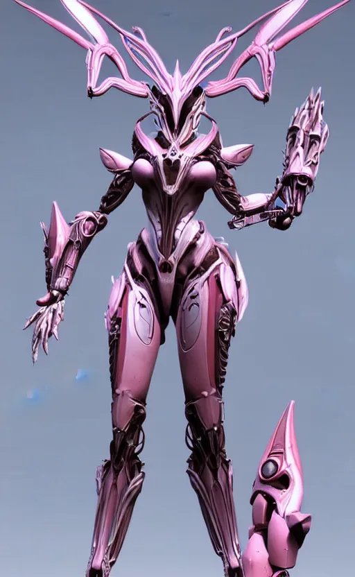 Image similar to extremely detailed goddess shot, front shot, low shot looking up, of a beautiful saryn warframe, that's a giant beautiful stunning anthropomorphic robot female dragon with metal cat ears, standing elegantly on a mountain, detailed sharp robot dragon claws, robot dragon feet, streamlined pink armor, thick smooth warframe thighs, long elegant tail, detailed warframe fanart, destiny fanart, high quality digital art, giantess art, furry art, 3D realistic, warframe art, Destiny art, furaffinity, DeviantArt, artstation, 8k HD, octane render