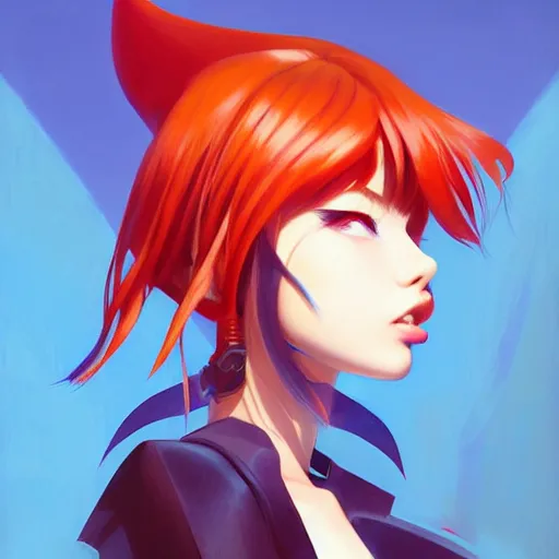 Prompt: portrait of Asuka Langley Soryu, League of Legend illustration by Sam Youn and Gil Elvgren and Sachin Teng, asymmetrical, profile picture, Organic Painting, sunny day, Matte Painting, bold shapes, hard edges, street art, trending on artstation