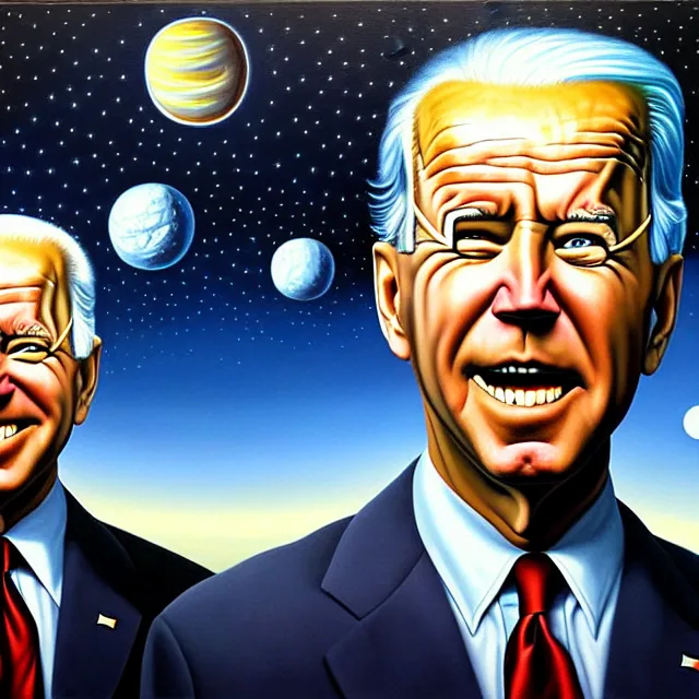 Image similar to an oil on canvas portrait painting of joe biden, surrealism, surrealist, cosmic horror, rob gonsalves, high detail