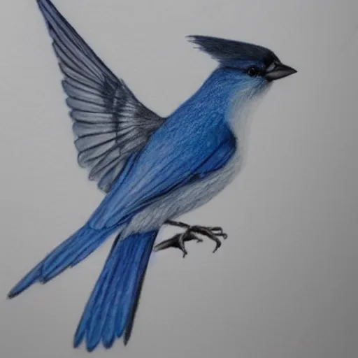 a colored pencil drawing of a blue sparrow by natalia, Stable Diffusion