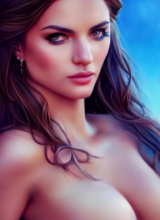 Image similar to a gorgeous greek female photo, professionally retouched, cool colors, soft lighting, realistic, smooth face, full body shot, torso, dress, perfect eyes, sharp focus on eyes, 8 k, high definition, insanely detailed, intricate, elegant, art by artgerm and j scott campbell