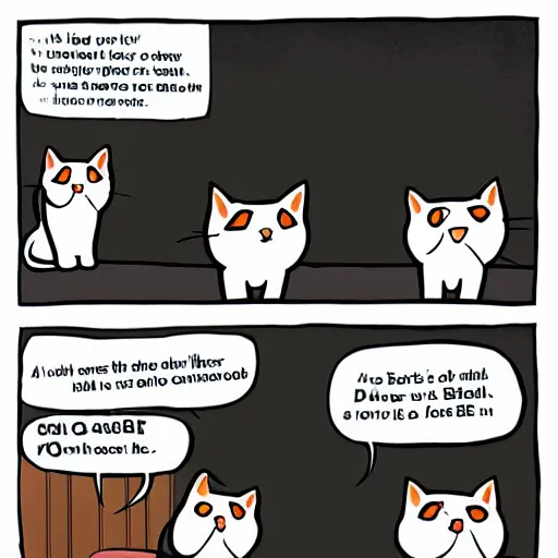 Image similar to a room full of cats singing in comic art style