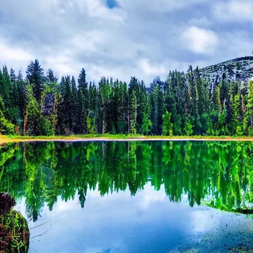 Image similar to a beautiful forest lake