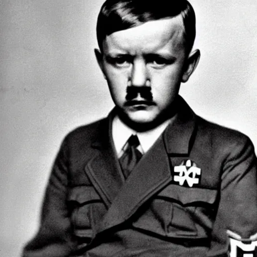 Prompt: a face portrait of adolf hitler at 6 years old. photography.