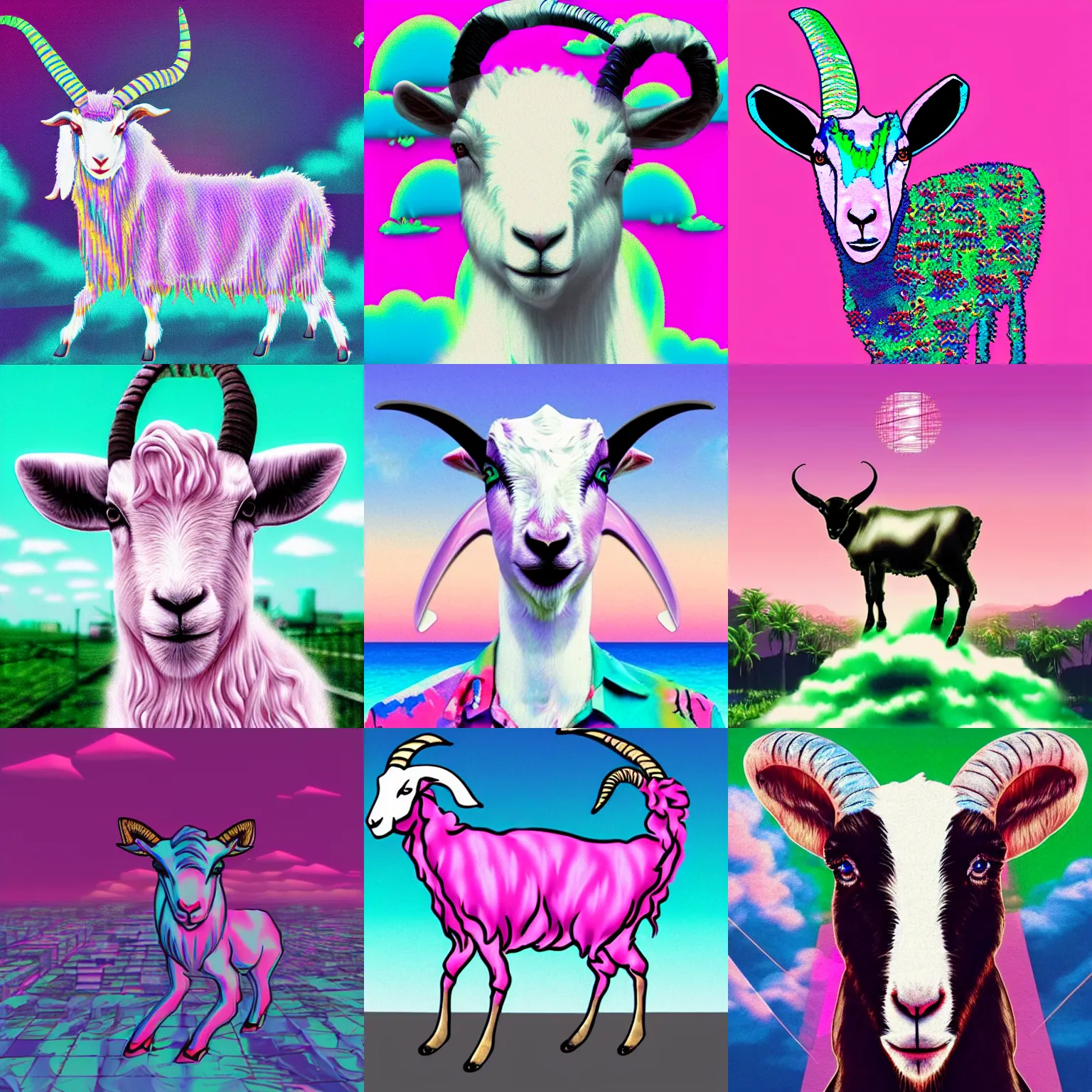 Prompt: vaporwave goat