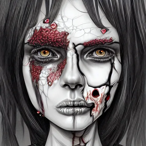 Image similar to plaguespreader zombie, beautiful, detailed symmetrical close up portrait, intricate complexity, in the style of artgerm and ilya kuvshinov, cel shaded
