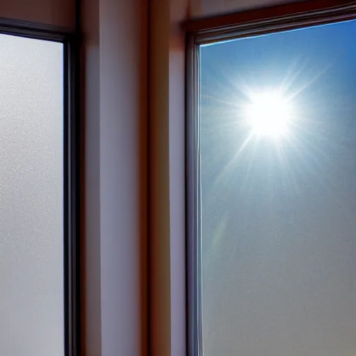 Prompt: the sun reflecting on a window, 8k, ray tracing reflection