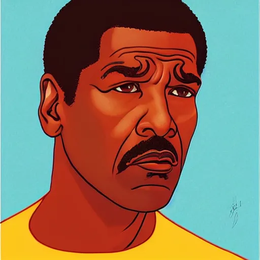 Image similar to “ denzel washington retro minimalist portrait by jean giraud, art of moebius, sharp, smooth face, comic, 8 k ”