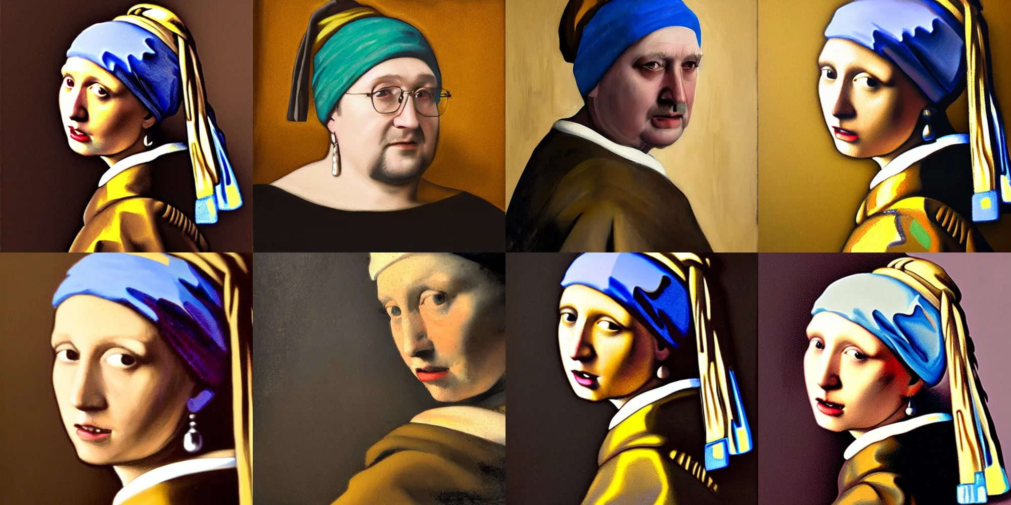 Prompt: painting of Gabe Newell posed in the style of ‘Johannes Vermeer girl with a pearl earring’ hyperrealistic, moody lighting, golden hour