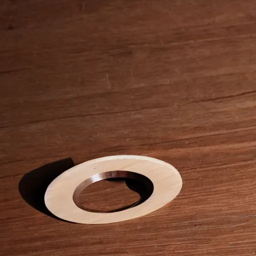 Image similar to lens aperture blades made of walnut wood. minimal. dramatic lighting.