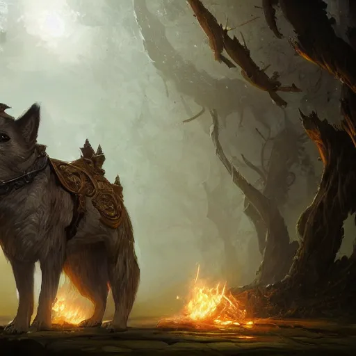 Prompt: d & d character art, corgi thaumaturgist, magical, mystical, arcane, intricate, highly detailed digital illustration, greg rutkowski, artgerm, trending on artstation, 8 k