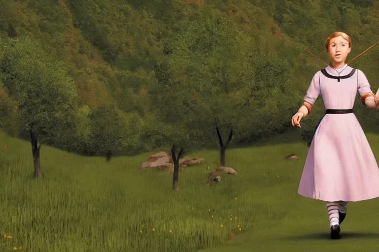 Image similar to still image from the sound of music by pixar, ultra detailed, finely detailed