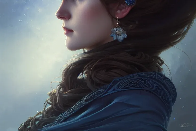 Prompt: Portrait of nordic girl, blue eyes, face, dark fantasy, intricate, elegant, highly detailed, digital painting, artstation, concept art, smooth, sharp focus, illustration, art by artgerm and greg rutkowski and alphonse mucha