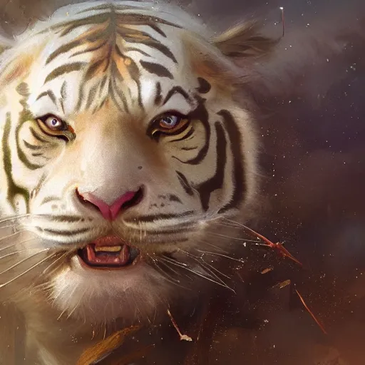 Image similar to a beautfiul award winning aesthetic commission of an antrho albino tiger wearing golden victorian aemour,digital art,art by greg rutkowski,character design by charles bowater,ross tran,photorealistic,detailed face,hyperdetailed,western comic,2021,artstation,deviantart,western comic style