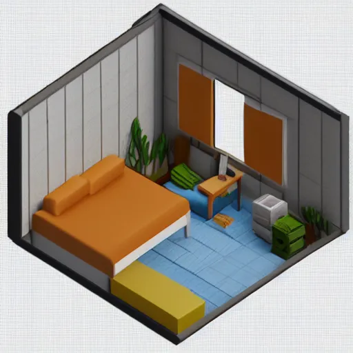 Image similar to isometric room 3 d model