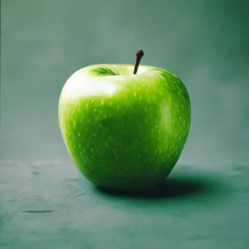 Prompt: a beautiful photo of a green apple, Kodak Portra 400