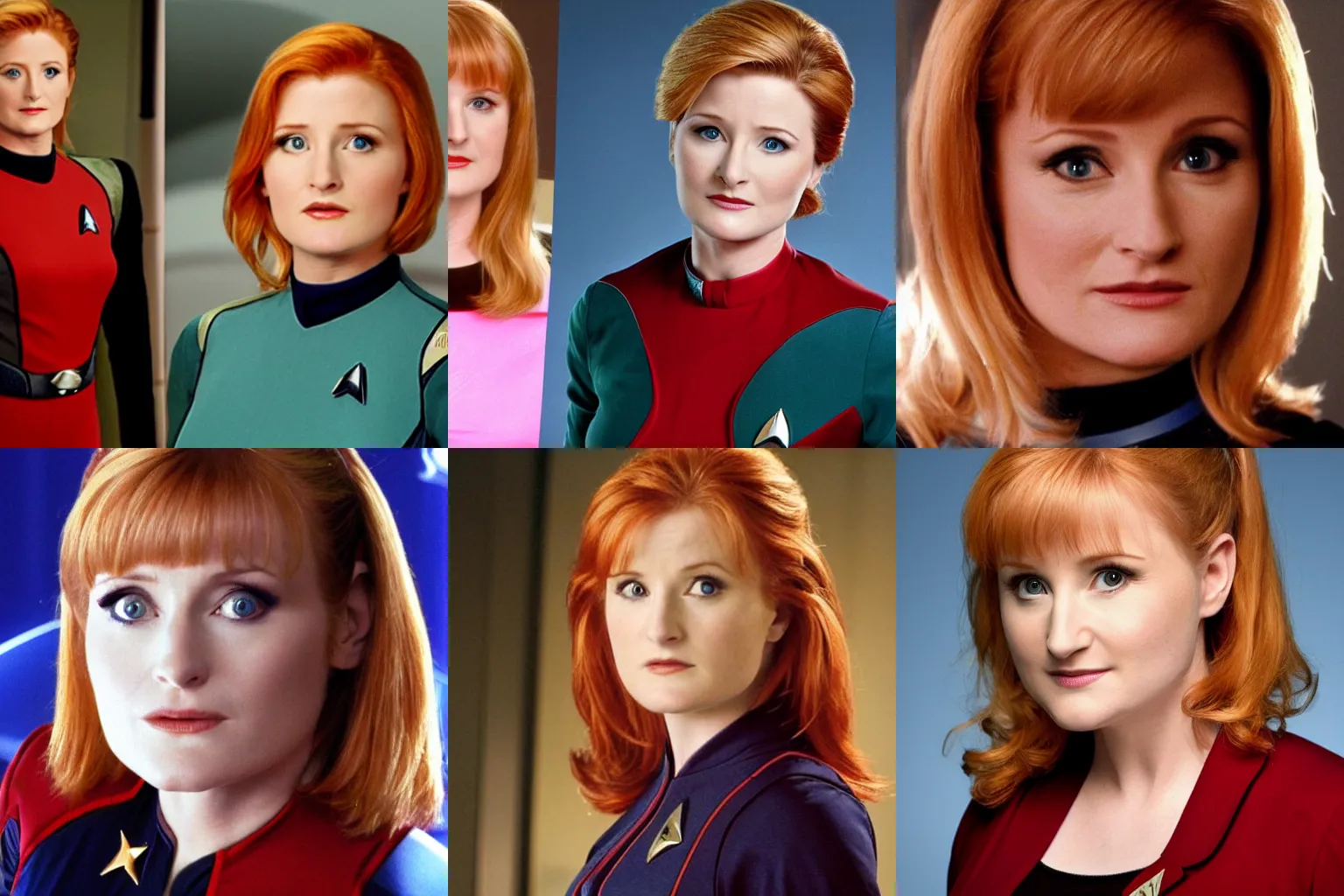 Prompt: Melissa Rauch as captain Kathryn Janeway of star trek Voyager