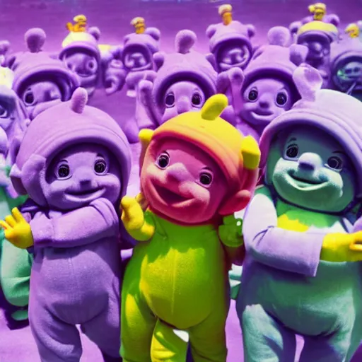 Prompt: Teletubbies with dwarfism acidwave