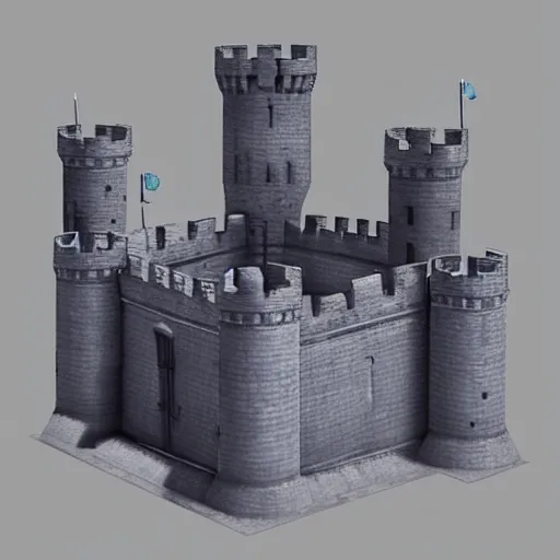 Image similar to Low poly render of a mighty castle