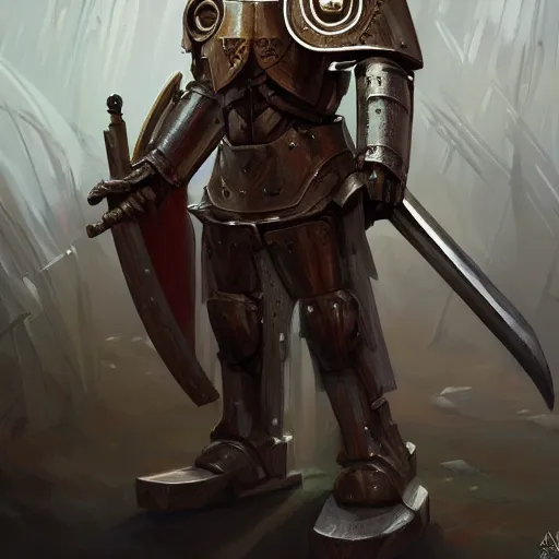 Image similar to beautiful warforged crusades construct wood steel holy cleric crusader runes warforged crusades tabard cloak divine, knights templar, glowing eyes, intricate, elegant, highly detailed, digital painting, artstation, concept art, smooth, sharp focus, illustration, art by artgerm and greg rutkowski and alphonse mucha and loish and wlop