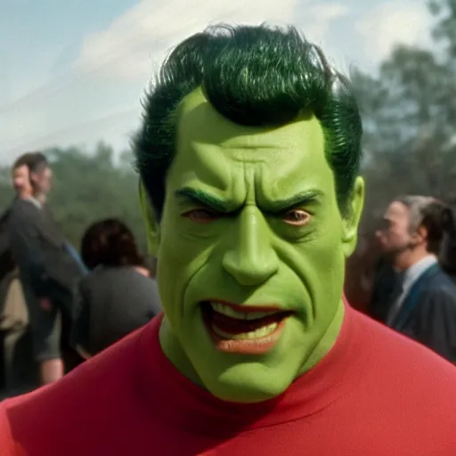 Image similar to pee wee herman as the incredible hulk, movie still, 8 k