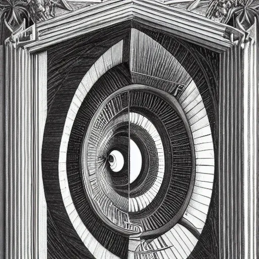 Image similar to golden ratio, perfection, intricate, sublime, heavenly, doorway, detailed, pencil art, spirals, astronaut opening door that shows the universe illustrated by davinci