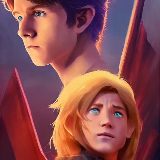 Image similar to Link The movie,live action,played by Tom Holland, blonde hair,detailed 8k,in the style of a movie poster,medium shot,by rossdraws and greg rutkowski