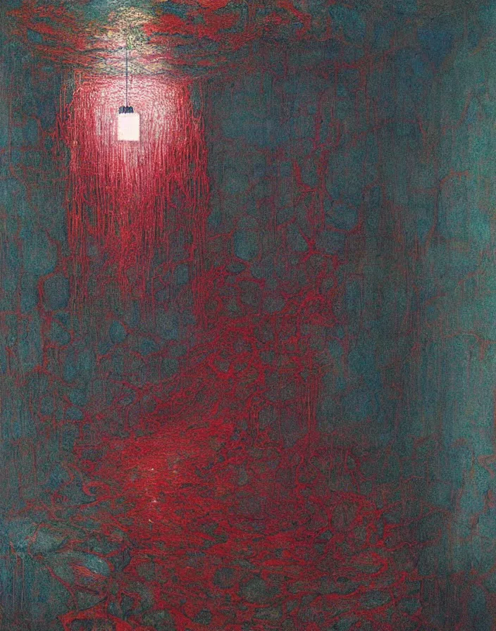 Prompt: interior of a small room, large floating glowing crystal tesseract!!!!!!!!!!!!!!!!!!, beksinski painting, part by adrian ghenie and gerhard richter. art by takato yamamoto. masterpiece, deep colours