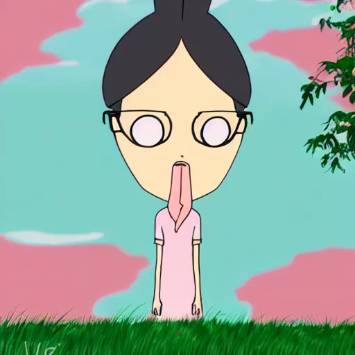 Prompt: Louise belcher animated in the style of studio ghibli