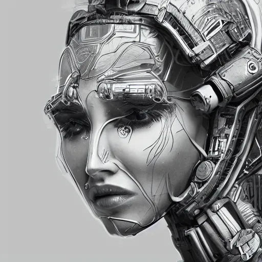 Image similar to closeup portrait of an absurdly beautiful, graceful, sophisticated, fashionable cyberpunk mechanoid gravure idol, ultrafine hyperdetailed illustration by irakli nadar, matt wisniewski style, marvel comics, intricate linework, porcelain skin, neon jellyfish headdress, ivory carved ruff, unreal engine 5 highly rendered, global illumination, radiant light, detailed and intricate environment