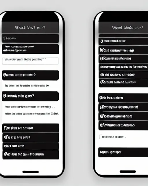 Image similar to a wireframe for a social chat application, black and white user experience
