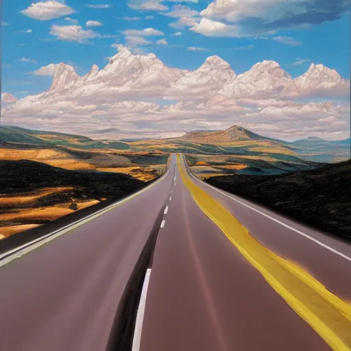 Image similar to highway,! dream highway, rob liefeld, photorealism