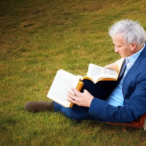 Prompt: stock photo of a man eating a book