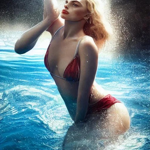 Image similar to margot robbie as water, award winning water photography, extremely detailed, artstation, 8 k, sensual lighting, incredible art, wlop, artgerm