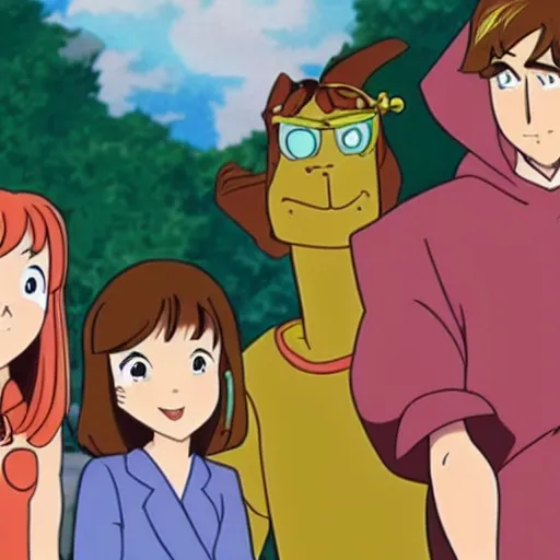 Image similar to scooby doo in the style of a japanese anime show