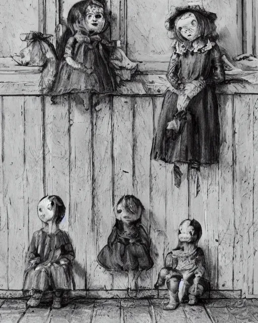 Image similar to group of creepy children staring out, black and white, victorian, ultra realistic, concept art, intricate details, horror, cinematic, highly detailed