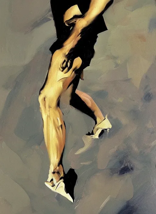 Image similar to quentin tarantino mayonnaise feet, painting by phil hale, fransico goya,'action lines '!!!, graphic style, visible brushstrokes, motion blur, blurry, visible paint texture, crisp hd image