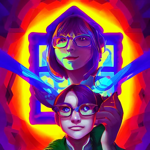 Image similar to skill magic geek inside matrix deepdream radiating a glowing aura stuff loot legends stylized digital illustration video game icon artstation lois van baarle, ilya kuvshinov, rossdraws,