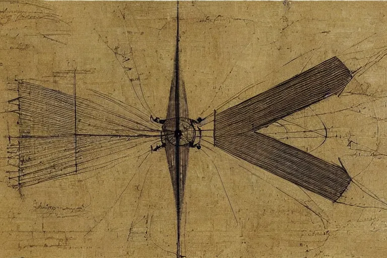 Prompt: engineering sketch by leonardo davinci of a warp drive