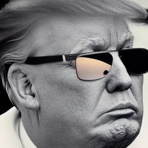 Prompt: photo of donald trump bald with a beard and sunglasses, cinestill, 8 0 0 t, 3 5 mm, full - hd