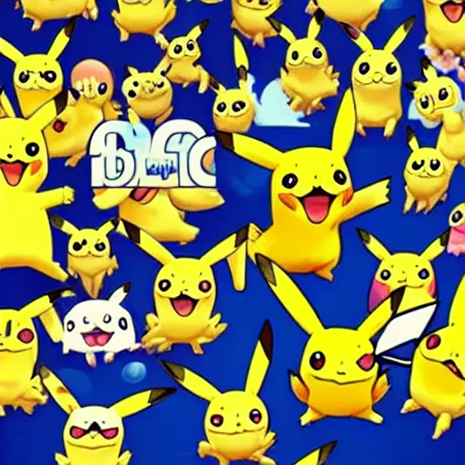 Prompt: pikachu everywhere pikachu cartoon world